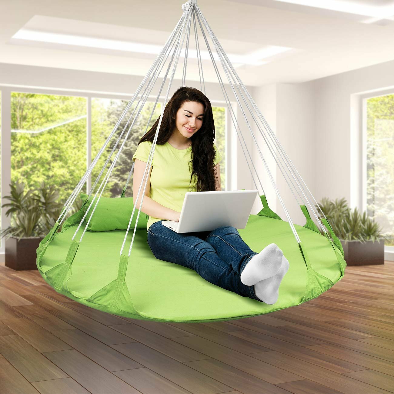 Sorbus Hanging Swing Nest Pillow, Double Hammock Daybed Saucer Style Lounger