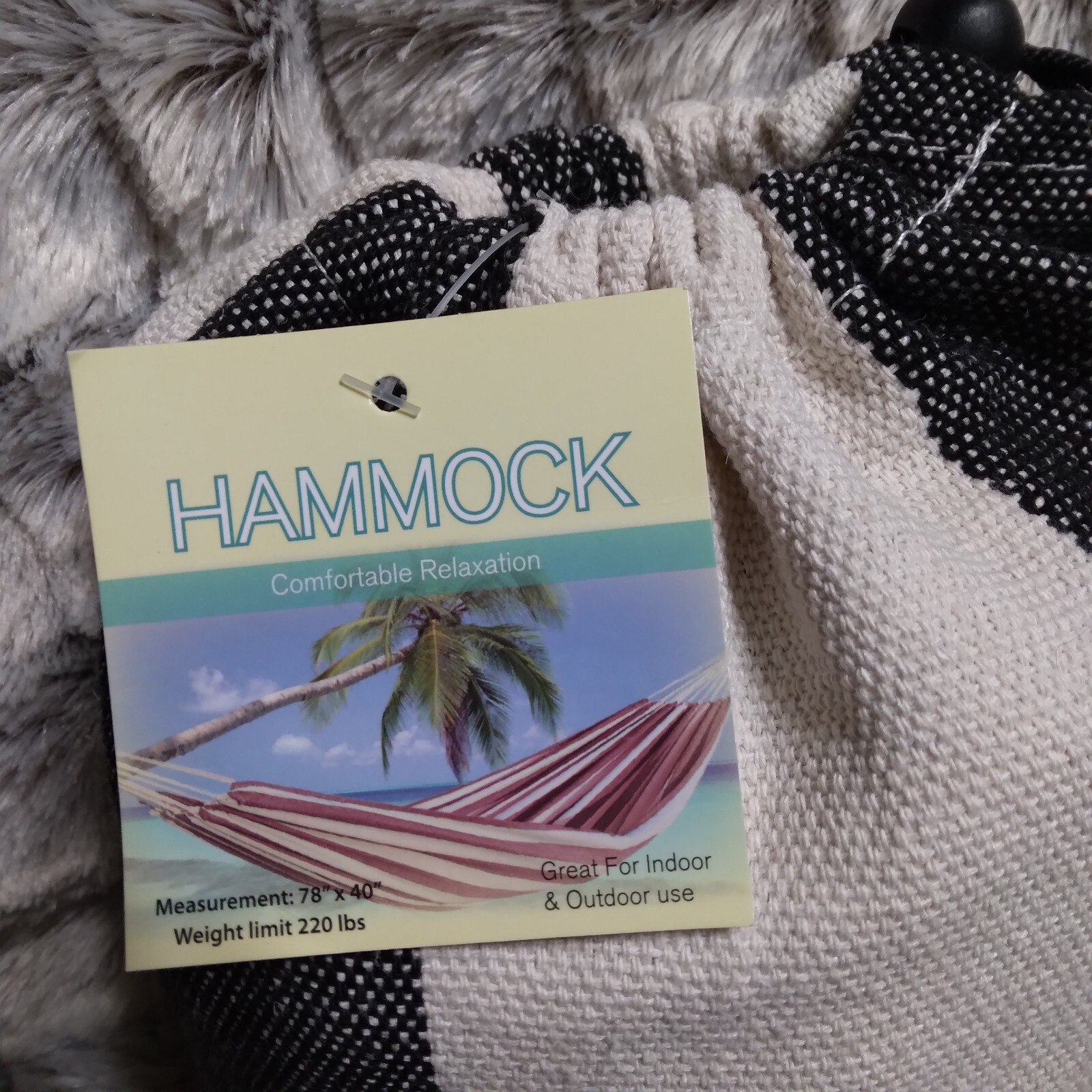 Portable Indoor/Outdoor Canvas Hammock 78”x 40” Weight Limit 220lbs NWT