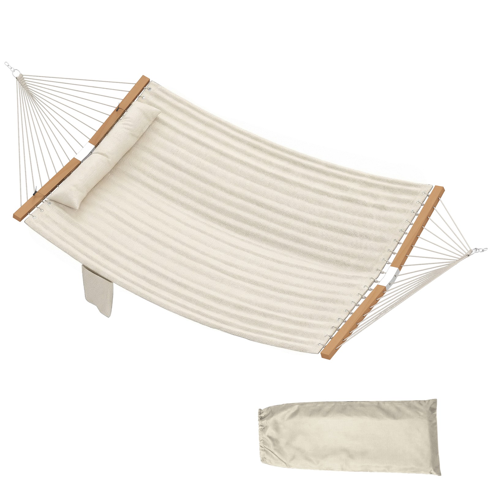 Outdoor Hammock, 2-Person, 440 lbs Capacity, Cream White