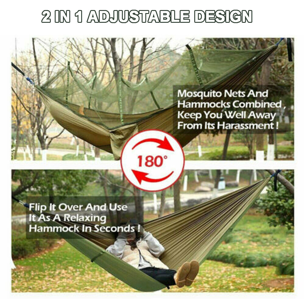 2 Person Outdoor Camping Hammock With Mosquito Net Portable Nylon Hanging Bed