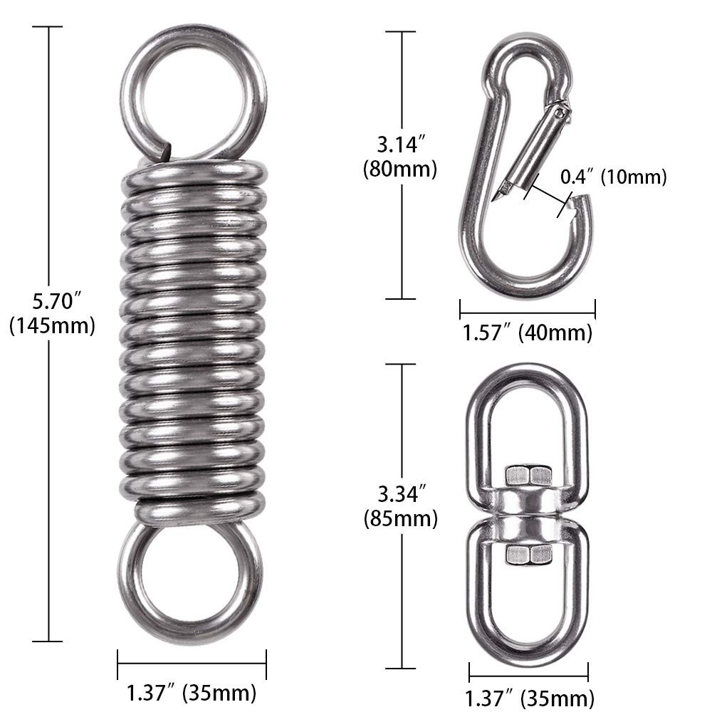 Hammock Chair Hanging Kit Swing Spring Hardware, Heavy Duty Suspension Swivel…