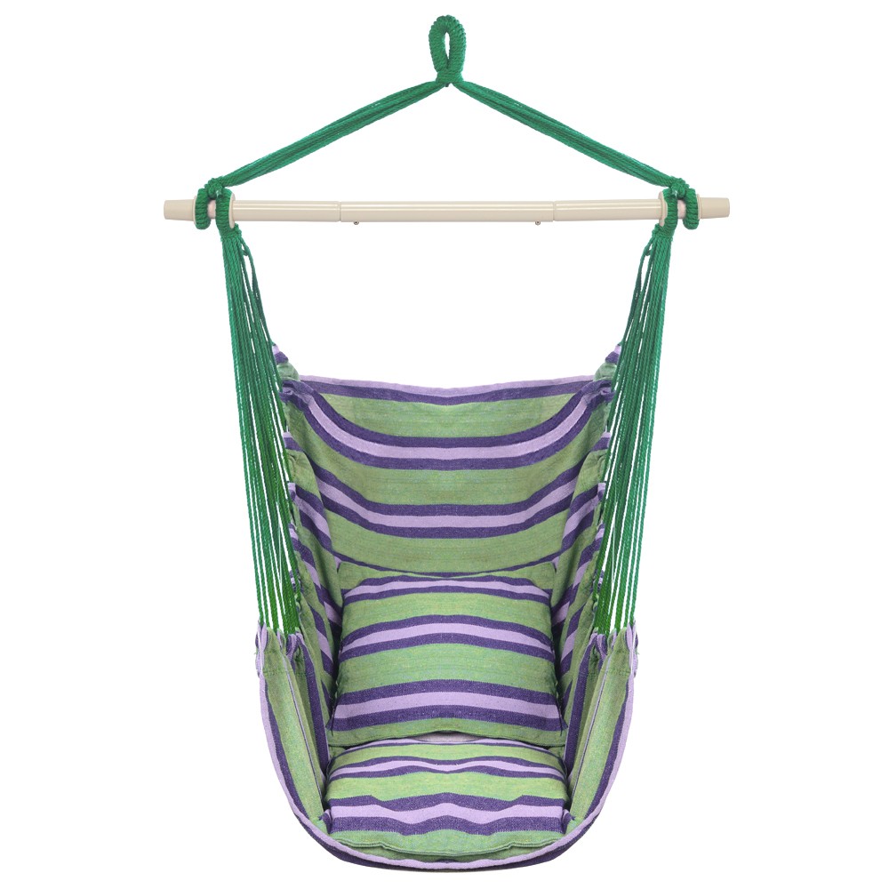 Polyester Cotton Hammock Chair Hanging Rope with 2 Cushions for Home Decoration