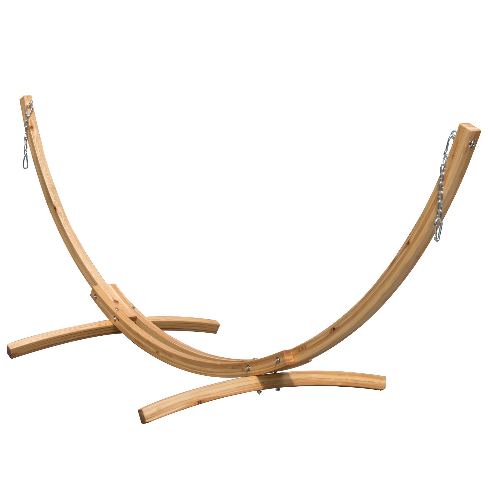 10 Feet Russian Pine Hardwood Arc Frame Hammock Stand with Hooks and Chains