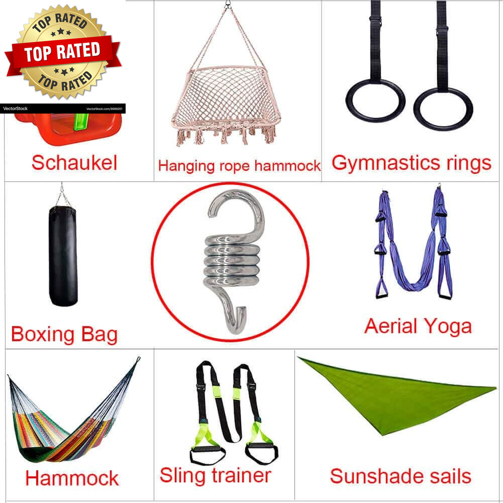 Porch Swing Springs Hammock-Chair Spring – 1500Lbs Heavy Duty Suspension Hangers