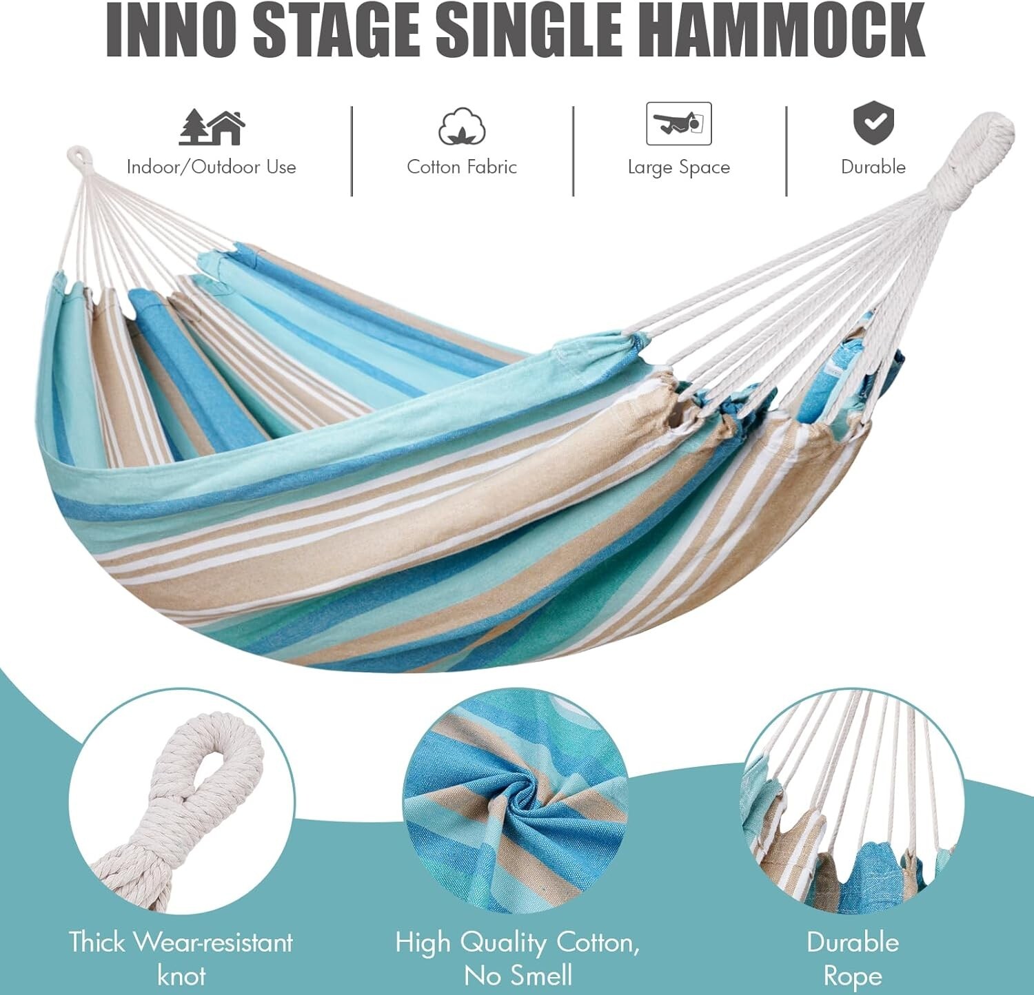 Durable Indoor/Outdoor Hammock – Relax and Connect with Loved Ones, Blue/Green