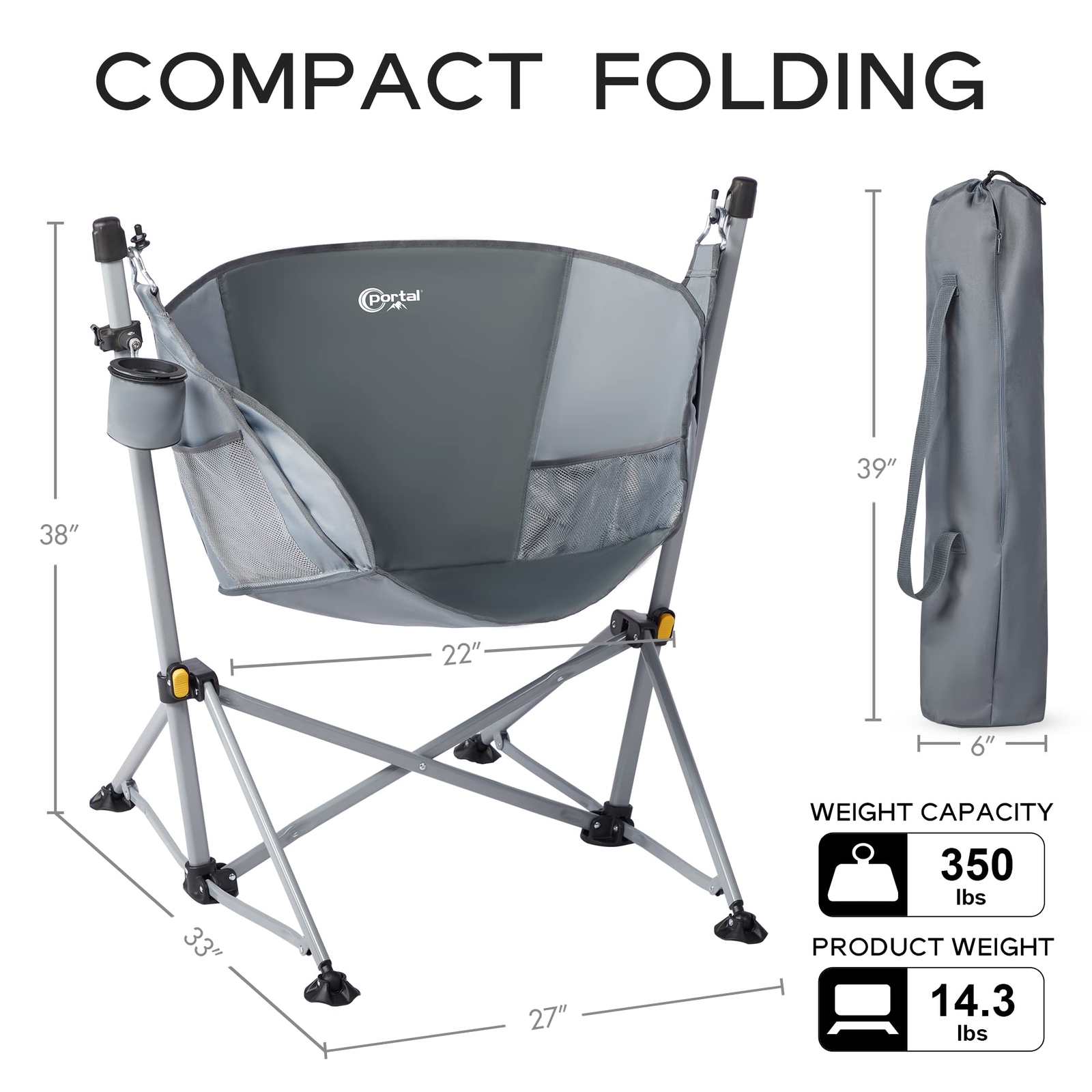Large Hammock Camping Chair Folding Rocking Chairs Portable Swinging Chair Wide