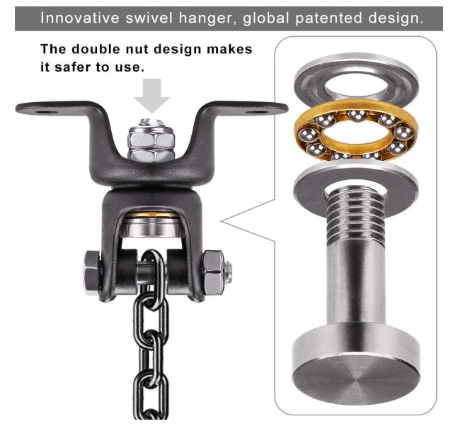 Kit de Colgador para Hamaca 600 LB, Cadena 120 cm, Giro 360°, Interior/Exterior