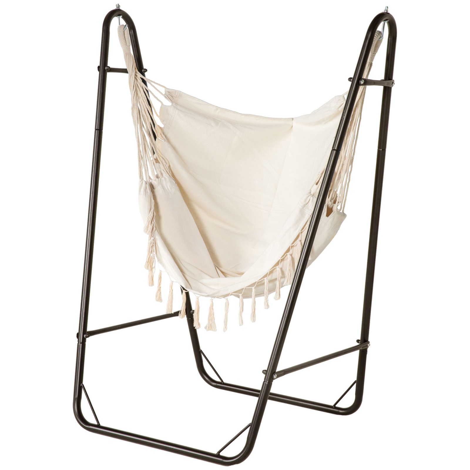 Outsunny Hammock Chair w/ Metal Stand, Hammock Swing w/ Side Pocket